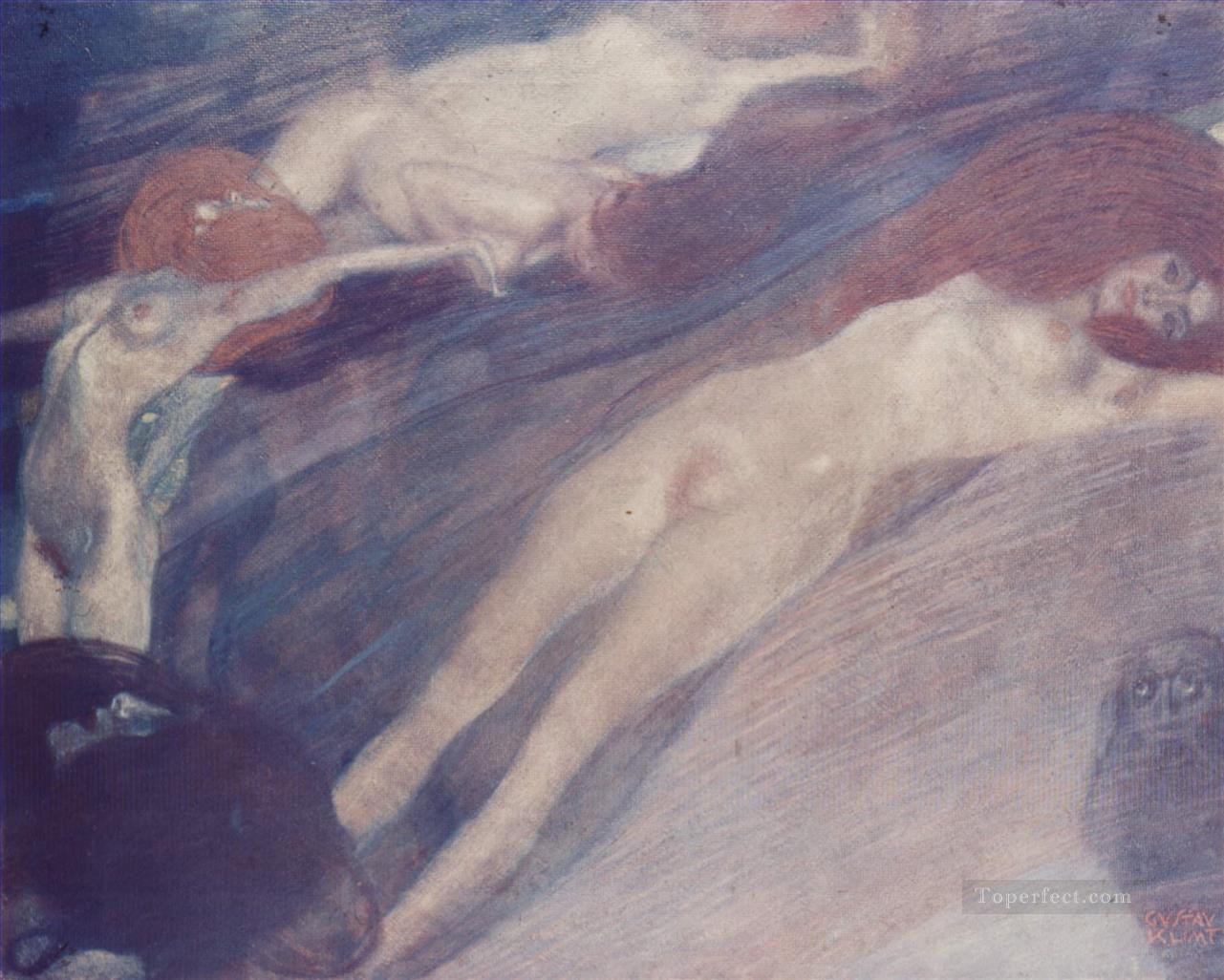 Bewegte Wasser Simbolismo Gustav Klimt Pintura al óleo